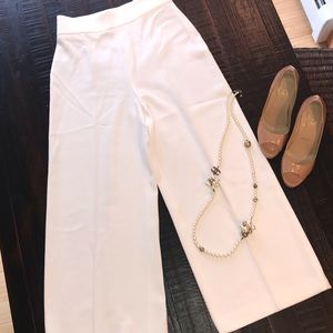 Zara High-Waisted Wide Leg Cropped Pants (Cream)